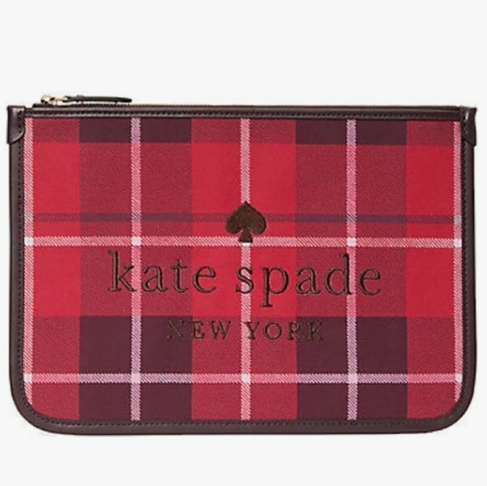 Kate Spade Large Zip Pouch Ella Classic Plaid